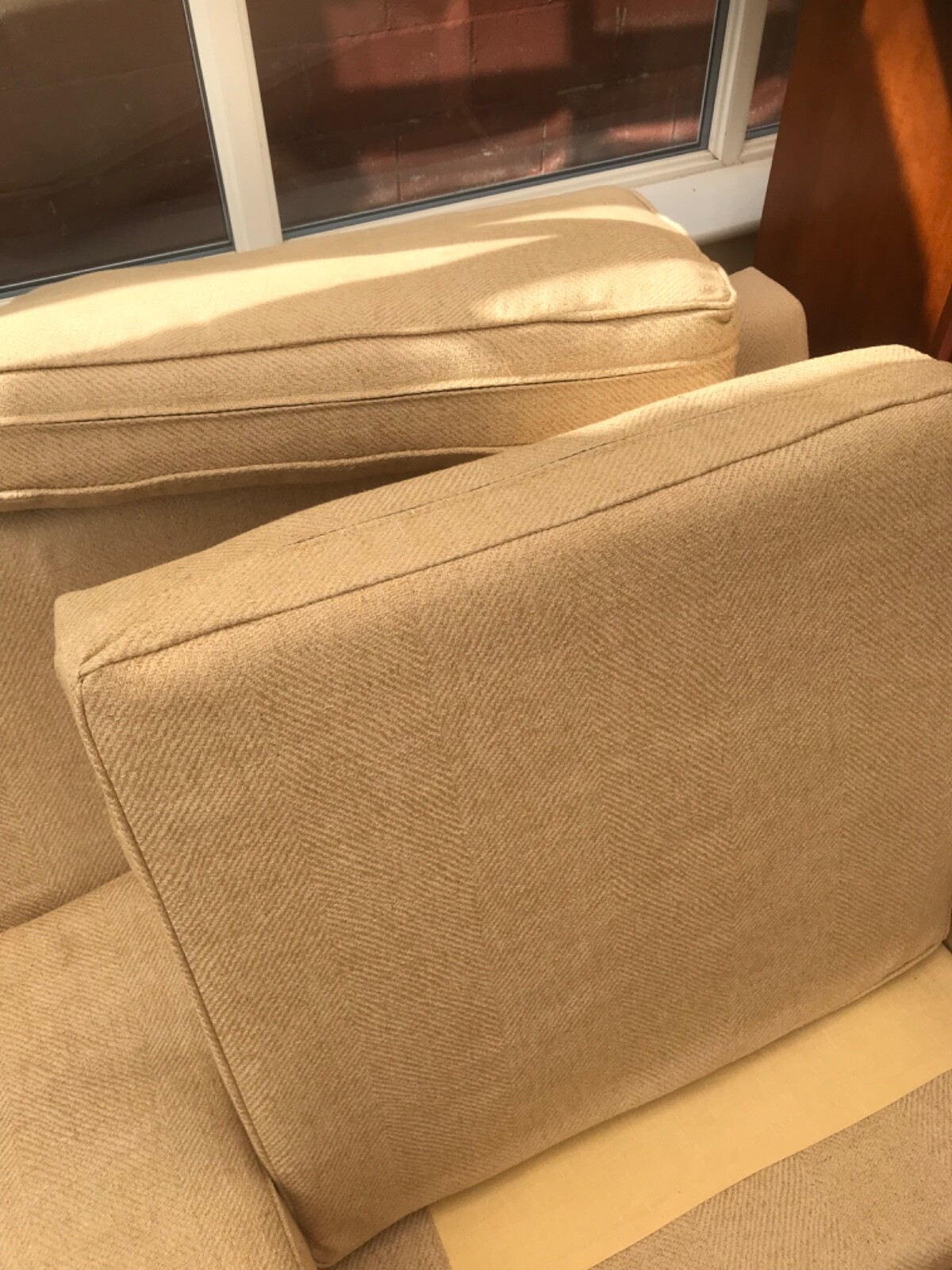 Wesley Barrell 2 seater sofa settee, covered in Laura Ashley Edwin