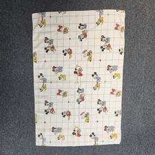 VTG Disney Baby Flannel Receiving Blanket Mickey Donald Pluto Minnie Polka Dots