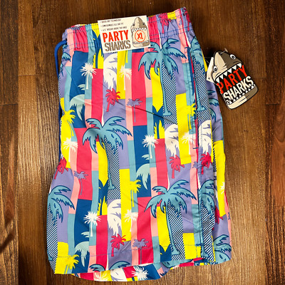 Mens XL Swim Trunks Bathing  Swimwear Quick Dry Mesh  Palm Print Summer