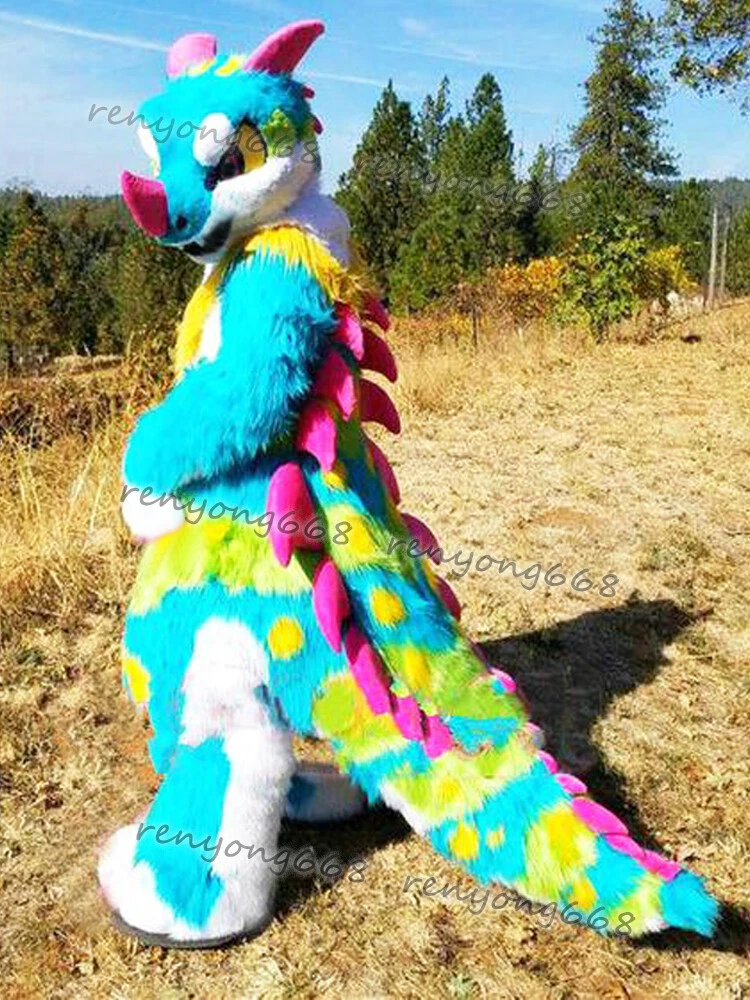 Fursuit Long Fur Dragon Mascot Costume Cosplay Party Advertising