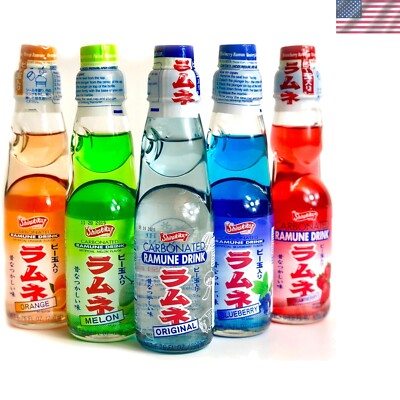 5 Count Japanese Soda Assortment - Try Blueberry, Melon, Strawberry Flavors