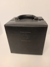 MARTINI TRAVEL BAR SET WITH BLACK LEATHER CASE AND LOCK GEOFFREY BEENE 