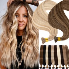 Stick I Tip Hair Extensions Keratin Fusion Real Remy Human Hair Full Head 16-24"