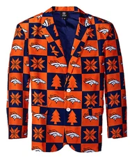 NFL Denver Broncos Gift Men's Ugly Christmas 2-Button Jacket Sport Coat, 48 /XL