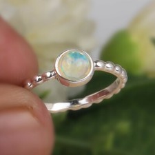 Engagement Stackable Fire Opal Ring 925 Sterling Silver Gemstone Jewelry