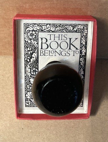 Vintage Rubber Stamp This Book Belongs to - Illuminated book plate stamp