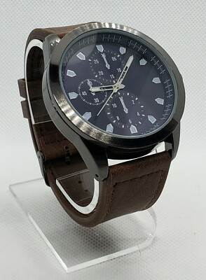 FMD AL 1010 IF184 POLISHED BLACK CASE WITH BROWN RUBBER STRAP | eBay