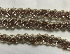 Sequin Trim - Silver/White/Mauve  1/4" - 2 Yards