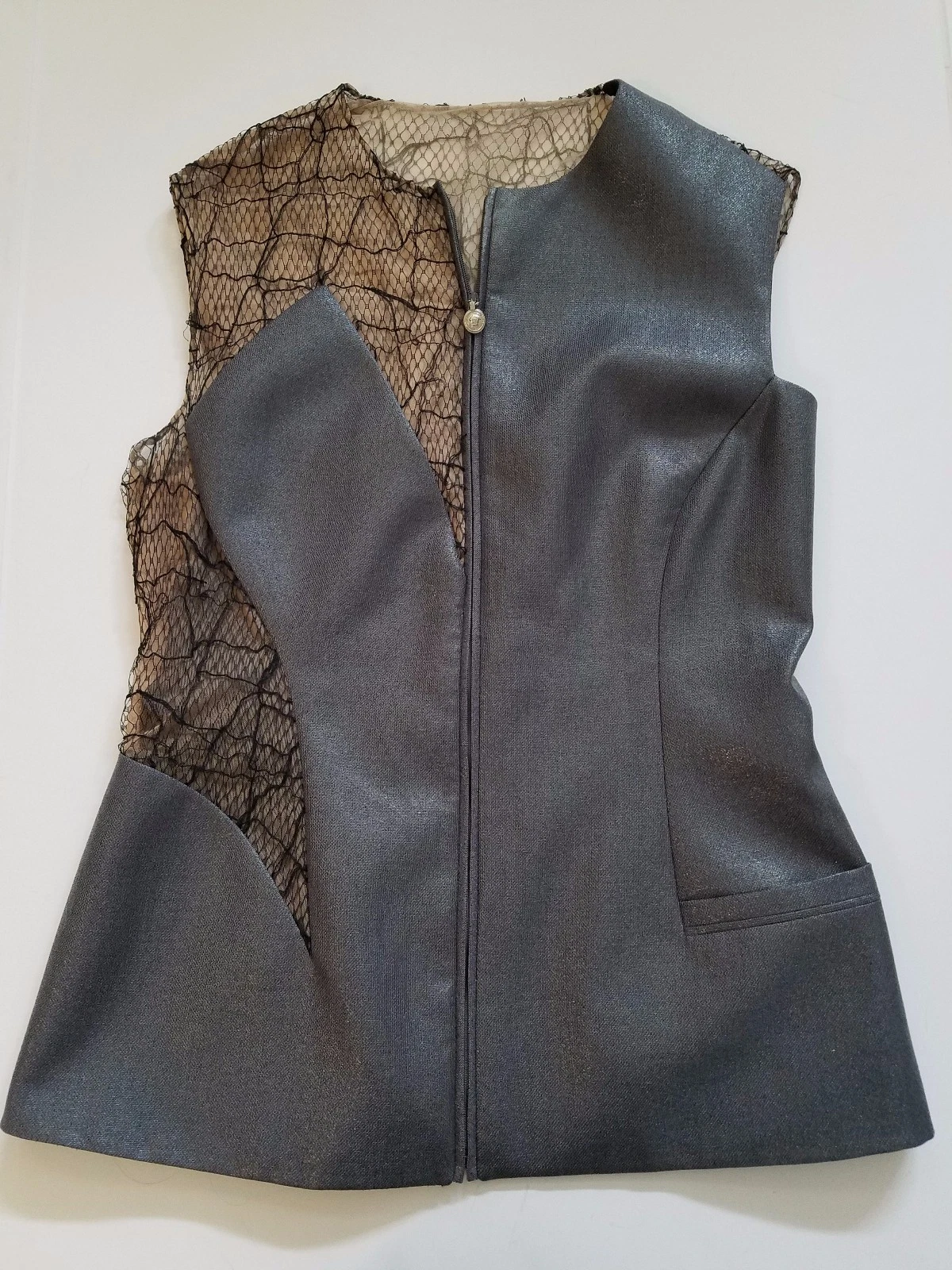 TUTA PANTALONI GIANNI VERSACE COUTURE GRIGIO RETE METALLICA **RARO EDITORIALE**(abito)