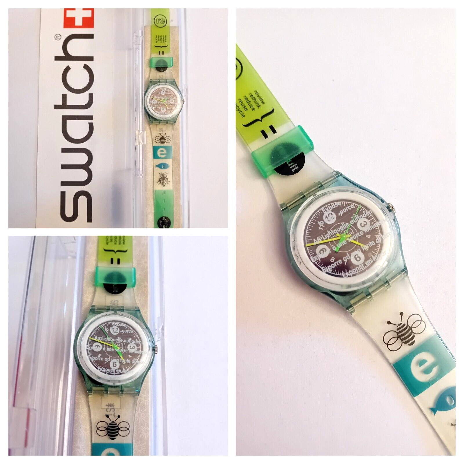 Swatch Gent Solar Nuovo SRG101 Recharge 1996 Vintage Orologio da polso Solare