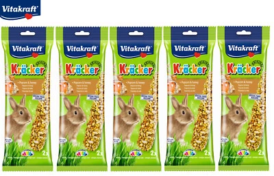 VITAKRAFT HANGING SMALL ANIMAL RABBIT KRACKER TREAT STICKS POPCORN HONEY 5 PACK