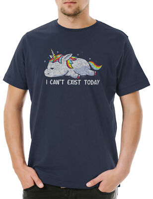 I Can't Exist Today Herren T-Shirt Faultier Couch Bett Schlafern Sleep Sloth