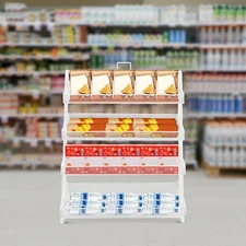 4 Tiers Candy Display Rack Retail Store Shelving Snack Storage Organizer White