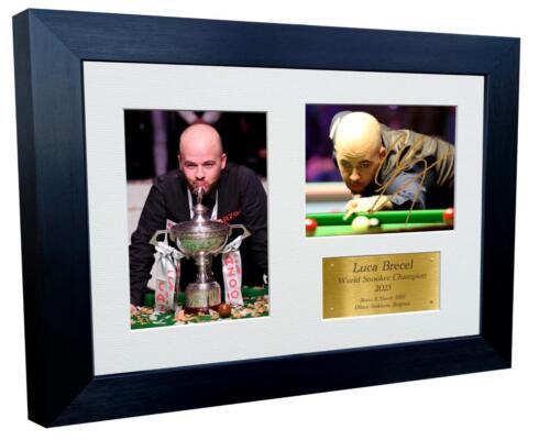12x8 A4 Firmado Luca Brecel Campeón Mundial de Snooker 2023 Marco de Foto Regalo - Imagen 1 de 2