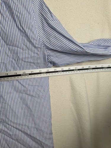 Marks & Spencer Men's casual shirt long sleeve size XL non iron blue mix striped - Picture 8 of 10