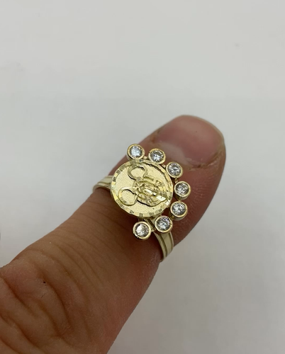 Unique Disney Mickey Mouse 10k Yellow Gold Solid Gold CZ Stone Ring - Video 1 of 1