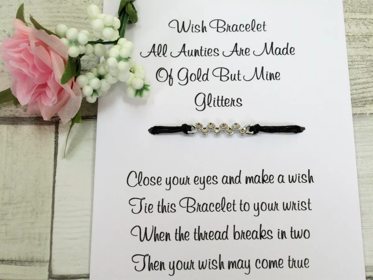 Auntie Wish Bracelet Special Aunt Card Jewellery Quote Gift Family Aunty Sparkle