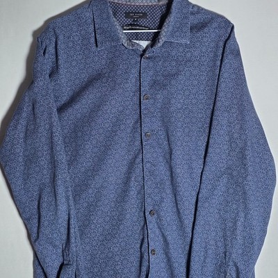 Ted Baker London Geometric Micro Print Button Up Shirt Slim Small