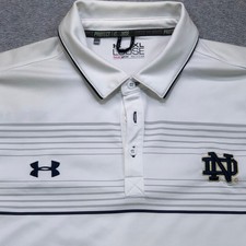 Notre Dame Fighting Irish Polo Shirt Mens Extra Large White Under ARmour Logo