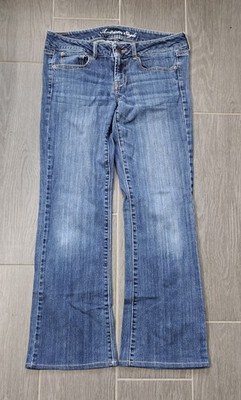American Eagle Jeans Damen Gr. 38 (8) Favorite Boyfriend Blau Stickerei Stretch
