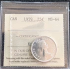 1959 Canada 25¢ -  Graded - ICCS MS-64