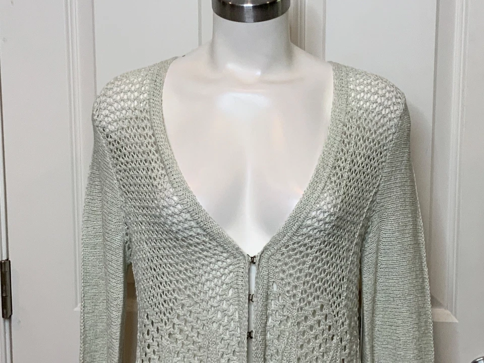 Cárdigan tejido suelto verde claro Anthropologie tejido y anudado talla S, ¡NUEVO CON ETIQUETAS! $98 Foto 2 de 4