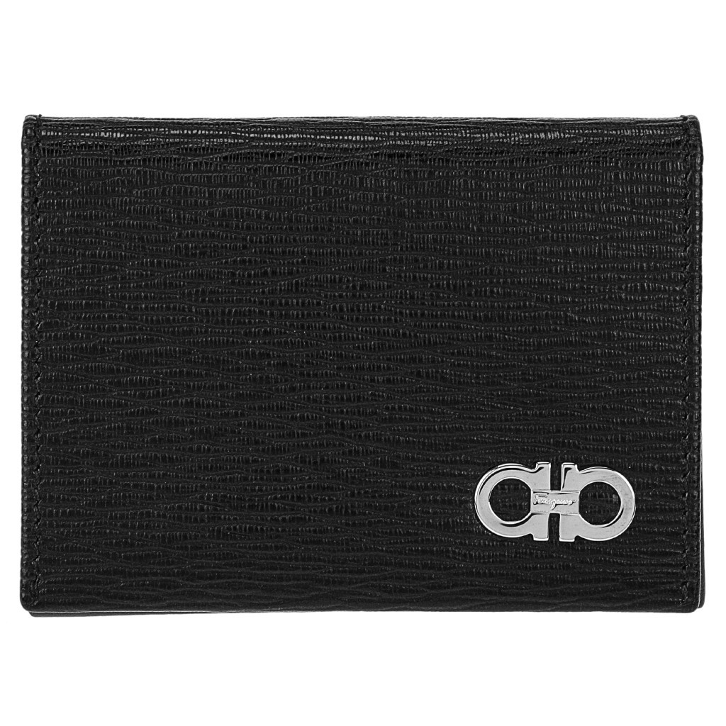 Ferragamo Card Case Men's REVIVAL GANCIO Black 66A062 NERO RED | eBay