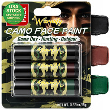 Camo Face Paint Stick Set 3 Colors for Hunting Deer Bow Gear Kit Waterproof
