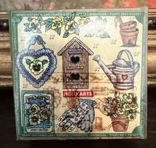 VTG 1997 NEW Hero Arts 8 PC Rubber Stamp Set LL368 Country Garden Pansies 