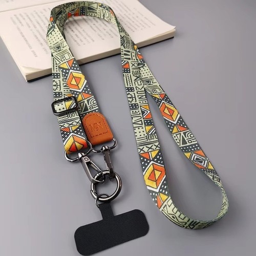 Adjustable Crossbody Cell Phone Lanyard Retro Pattern Lanyard Pendant - Photo 11 sur 11