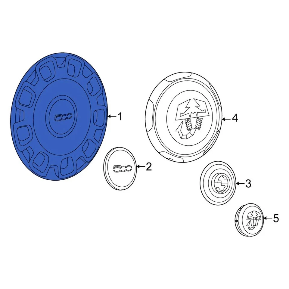 For Fiat 500 2012-2017 Fiat 68078420AC Wheel Cover Foto 4 de 4