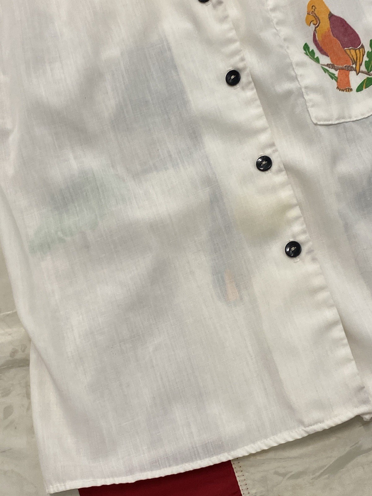 1960’s Union Made Bowling Style Shirt Black Cat / Tropical Bird Graphic Small image 8