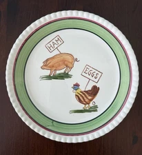 Blue Ridge Southern Pottery Ham And Eggs 9.25” Plate
