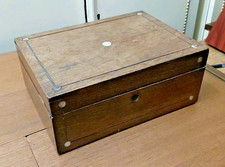 Antique Victorian Inlaid Mahogany Wooden Keepsake Sewing Box  27.5 x 20 x 11 cms