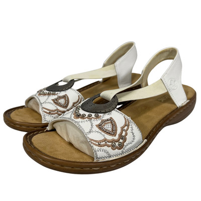 Rieker Women's Regina Beaded Sling Back Sandals White Size EU 41 US 9.5-10
