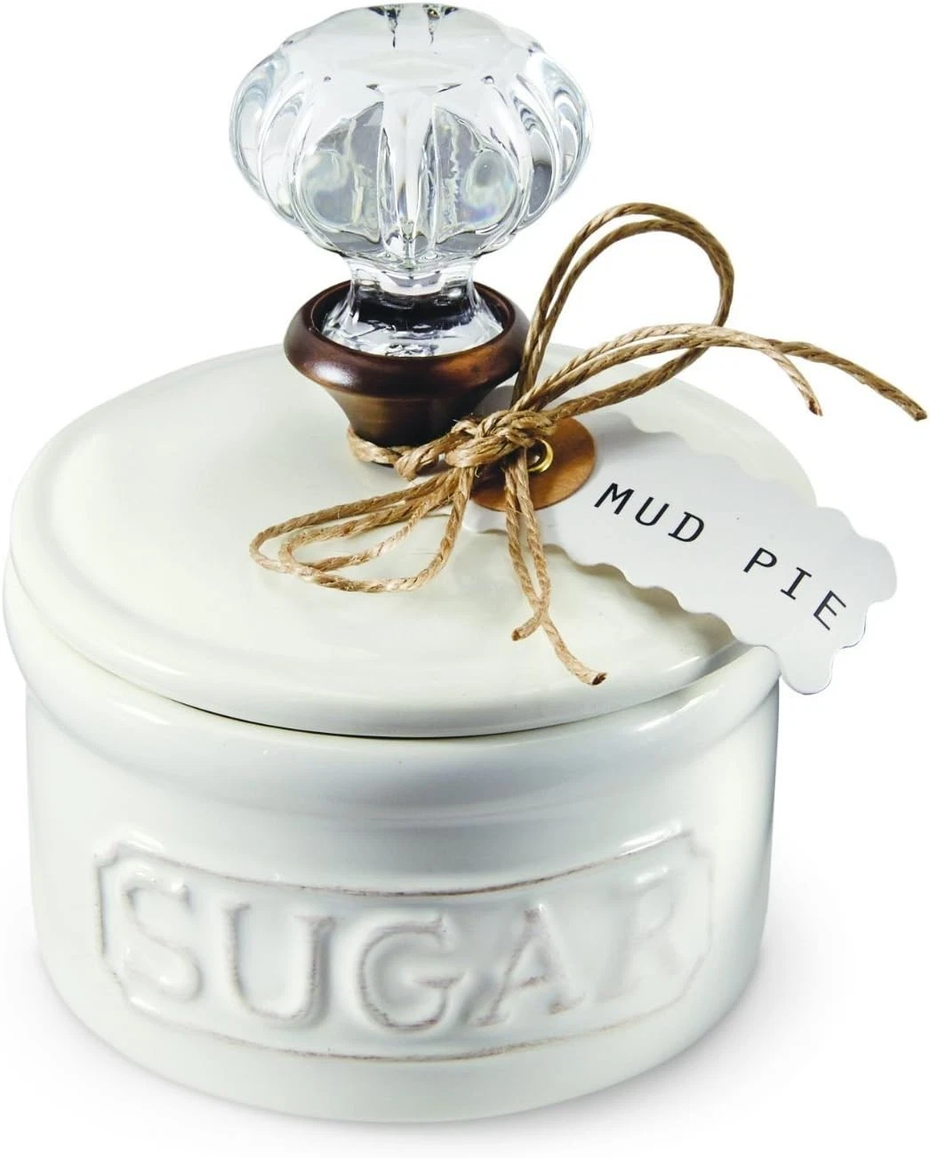 Mud Pie Door Knob Sugar Bowl White 585H x 67L x 635W