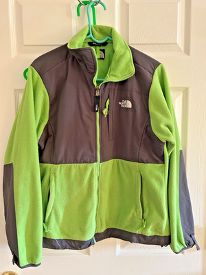 North Face  Denali Fleece Jacket Size L  Green Grey Front Full Zipper