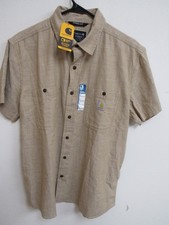 NWT Carhartt Rugged Flex Brown Lightweight S/S Shorter Length Shirt Large