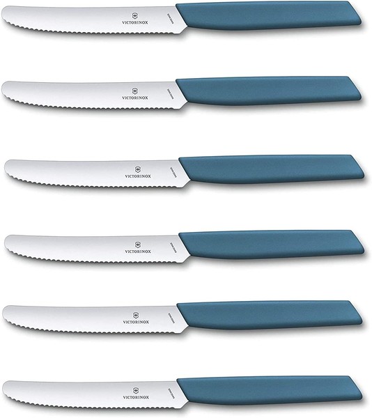Victorinox Swiss Modern Tomatenmesser Set 6 StüCk Wellenschliff Blau-image