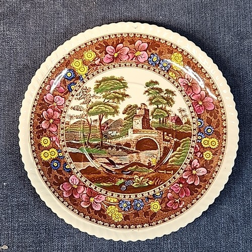 Copeland Spode Delft Cream Soup Bowl & Saucer Polychrome Spode Tower c 1896 s-2H - Picture 4 of 7