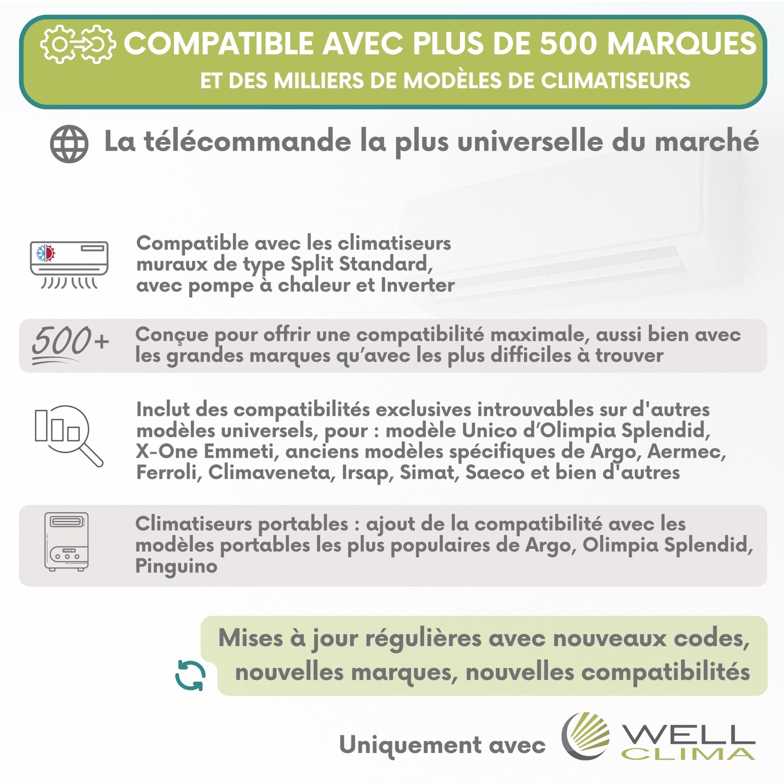 Télécommande clim universelle Plus 2.0 compatible avec la plus large gamme - 3