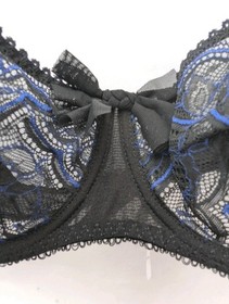 Aubade Paris 34B Elec Black Blue Lace Underwired Bra Half Cup BNWT RRP &pound;90 C5