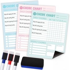3 Pack Magnetic Chore Chart for Multiple , Dry Erase Responsibility and Rewar...
