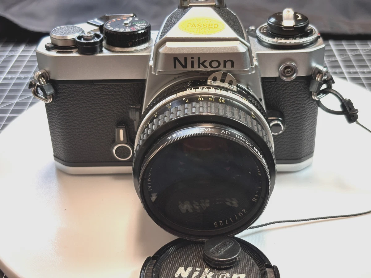 綺麗 Nikon FE Silver Nikon FE Chrome 35mm Film Camera w/ 36-72mm Lens -New Seals- [EXC]