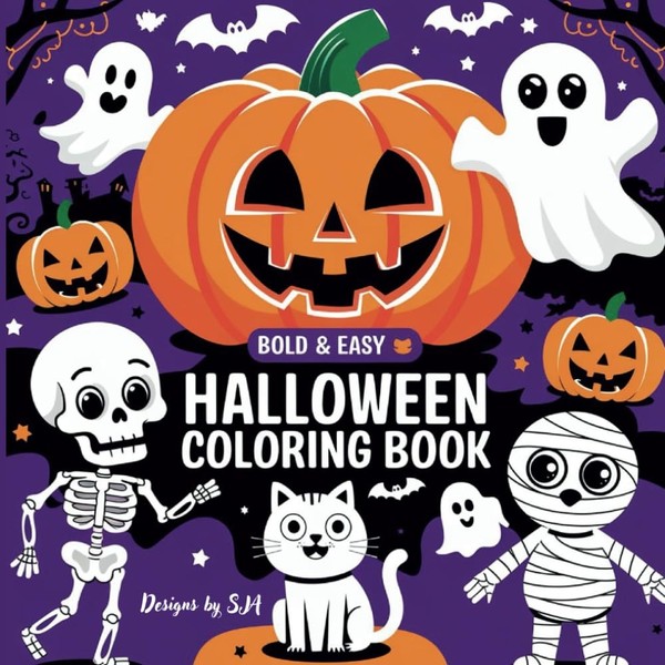 Malbuch Halloween FüR Erwachsene & Kinder, Einfache Designs, KüRbisse-image