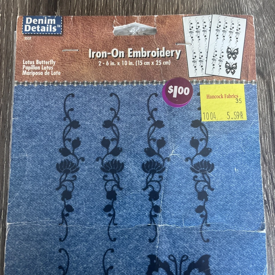 Vintage Dritz Iron On Embroidery Sheets 2537 Denim Details 2 NOS 6x10 USA - Image 2 of 4