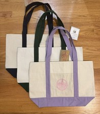 Trader Joe's Authentic, Large Canvas Tote Bags-Set of 3 Blue, Green, Purple 