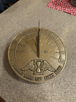 #ad #ad Vintage Brass Metal Sun Dial quot;I Count None But Sunny Hoursquot; $100.00