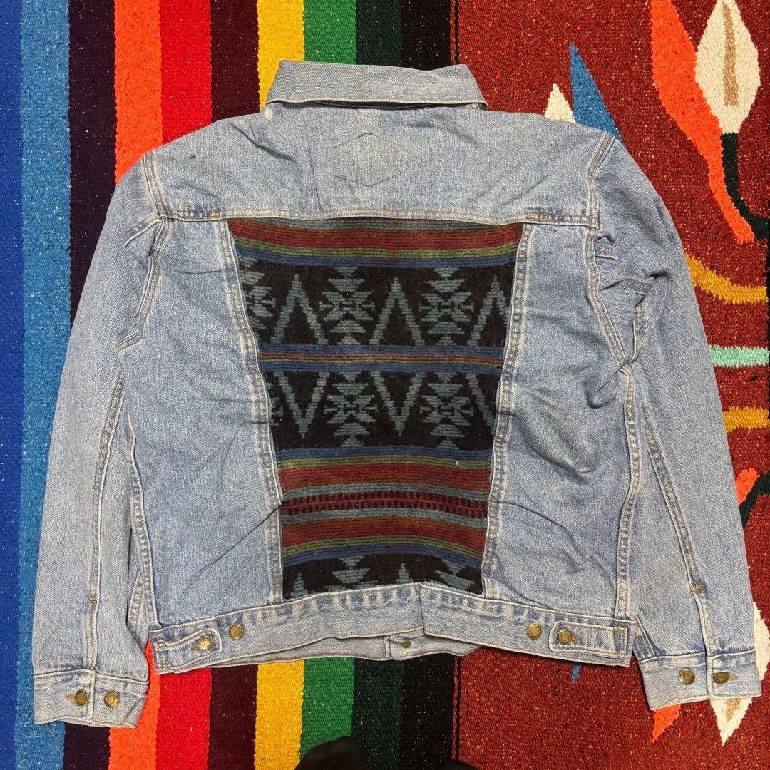 Woolrich 90s Native Pattern Denim Jacket Made in … - image 7