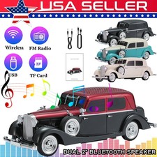 Retro Car Dual 2 Bluetooth Speaker W Bass Sound Rechargeable Led Light Speaker Retro Car Dual 2 Bluetooth Speaker W Bass Sound Rechargeable Led Light Speaker